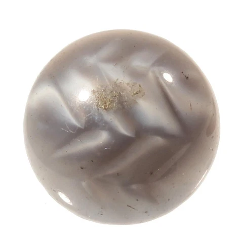 Victorian antique Czech grey satin chevron rosette shank glass button Cover