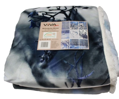 kuschelige Motivdecke mit Lammfellimitat - Motiv Winter/Schnee - 150 x 200 cm - Bild 1 von 3