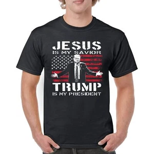 Jesus Is My Savior Trump Is My President T-shirt MAGA America First Men's Tee - Picture 1 of 85