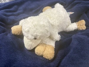 Peluche Mary Meyer Cordero 10” Blanco Acostado Peluche Rosa Nariz Ojos Duros - Imagen 1 de 1