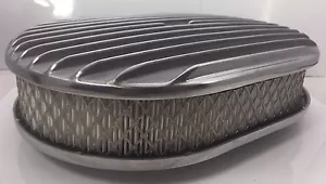 12" Oval Aluminum Fully Finned Air Cleaner For 5-1/8” Carb Holley Edelbrock - Bild 1 von 6