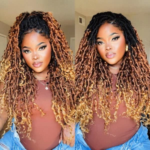 Bohemian Human Hair Locs - 3 Tone - 24 Inch 8 Packs - Pre-looped Hair Extensions - Picture 1 of 4