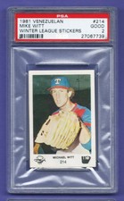 1981 Venezuelan League Sticker MIKE WITT  # 2 HIGHEST GRADED CARD !