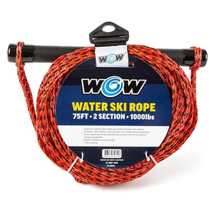 Cuerda de esquí acuático WOW Watersports 75 pies 2 secciones tratada con UV con mango de espuma flotante - Imagen 1 de 7