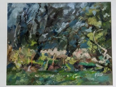 Dibujo abstracto francés original en pastel de paisaje de Thierry Citron Boulancourt Foto 1 de 4