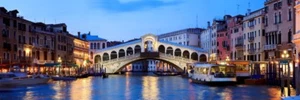 Rialto Bridge Venice Italy at Night Photo Art Print Poster 36x12 - Picture 1 of 1
