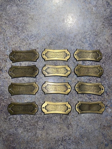 Antiqued Brass Deco Cabinet Dresser Sideboard Drawer Escutcheon 3” Hole Spacing Cover
