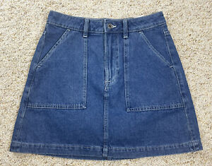 H&M Women's 100% Cotton Denim Medium Wash Skirt sz 6, (Waist 28")
