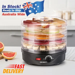 Devanti 5 Trays Food Dehydrator Fruit Dehydrators Pet Beef Jerky Dryer Black - Picture 1 of 1