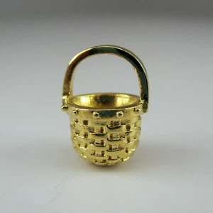 Sterling Silver APPLE BASKET Charm for Bracelet 14K GOLD VERMEIL Miniature MINI - Picture 1 of 5