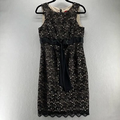 JS Collections Dress Size 6 Sheath Lace Overlay Knee Length Sleeveless Black Foto 1 de 4