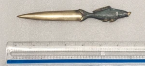Vintage Solid Brass 7" Letter Opener Metal Fish Made in Israel Decor - Picture 1 of 4