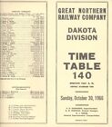 Great Northern Dakota Division Employee Timetable #140 Oct 30 1966