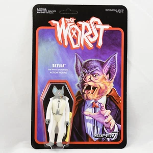 The WORST Batula White Variant Super 7 ReAction Figure Ottime Condizioni - Foto 1 di 7