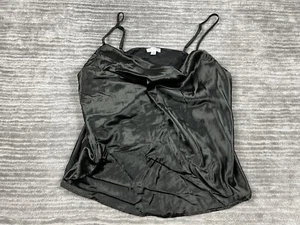 Orange Kiss Top Womens 1X Black Cami Adjustable Spaghetti Strap Satin - Picture 1 of 12