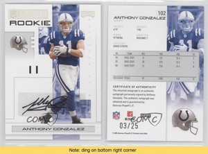 2007 Playoff NFL Playoffs Silver Signatures /25 Anthony Gonzalez Rookie Auto RC