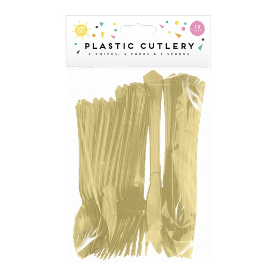 Summer Dining Plastic Cutlery Set 18 Pieces Spoon Fork Knife Reusable  - Image 1 of 1