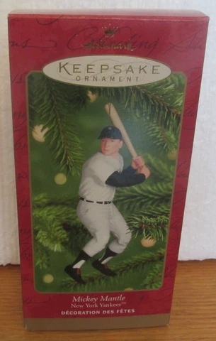 MICKEY MANTLE NEW YORK YANKEES HOF Hallmark Handcrafted Action Figure Ornament Cover