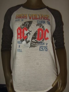 New Juniors S-XL ACDC High Voltage 1976 Tour Burnout Rock Band 3/4 Sleeve Shirt - Picture 1 of 3