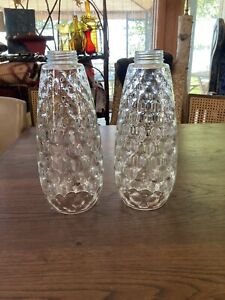 Vtg PAIR Clear Glass Light Lamp Replacement Shade 3" Fitter MCM