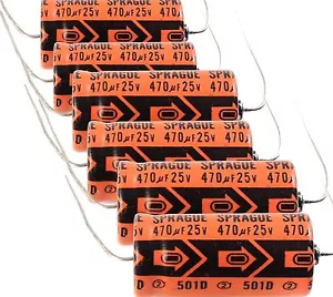 Sprague 501D 25V Capacitor (6) N8224 470uF Axial Mount Capacitors Electronics - Picture 1 of 2