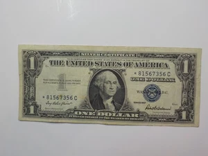 Silver Certificate 1957 1 Dollar Bill Star Note Paper Money Currency American  - Picture 1 of 2