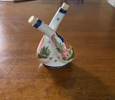 Vintage Rare Henriot Quimper Faience Pottery Oil & Vinegar Cruet Set - Image 1 of 4