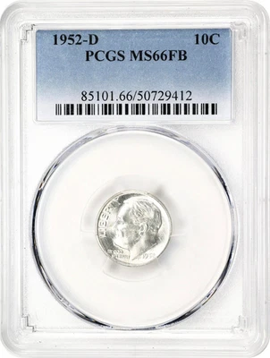 1952 D Roosevelt Dime PCGS MS66FB Full Bands - Image 1 of 3