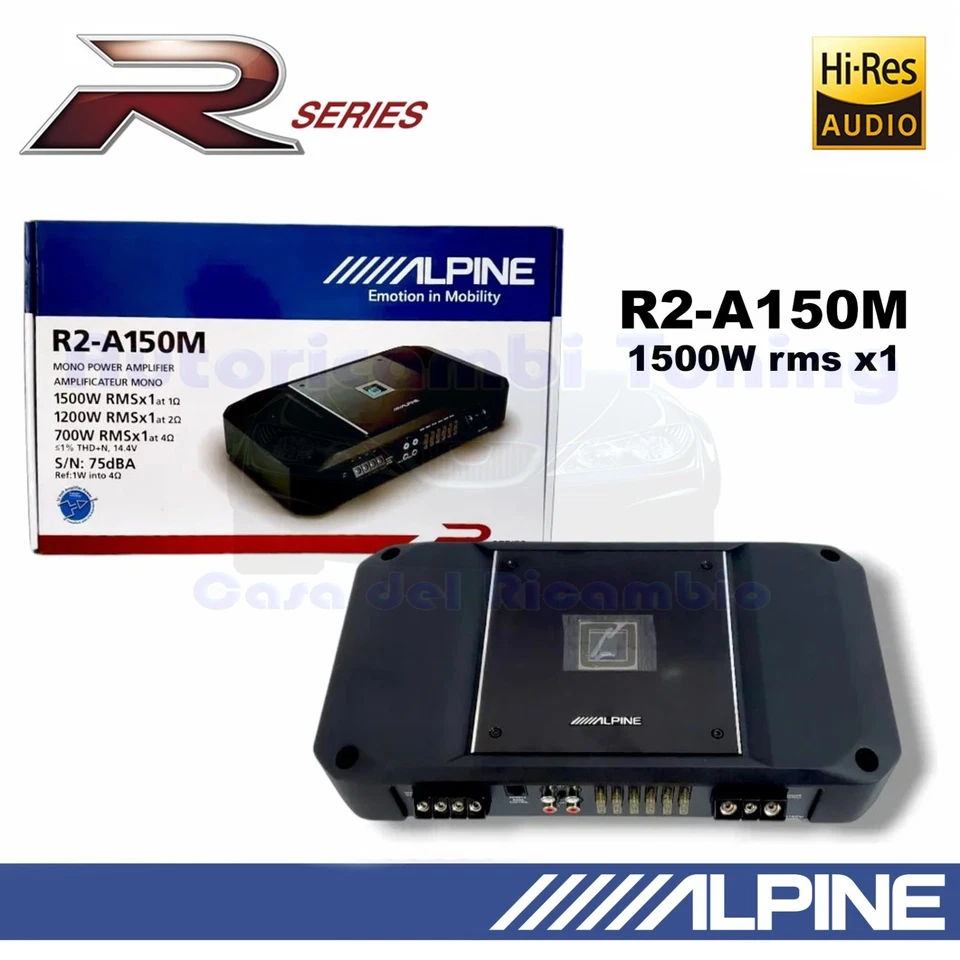 Amplificatore ALPINE R2-A150M Classe D R-Series 1 CH Potenza Wrms 1X1500 a 1 ohm - Immagine 1 di 4