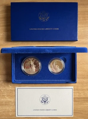 1986 United States Liberty Coins Proof 90% Silver $1 & Clad Half! 😎 - Image 1 of 4