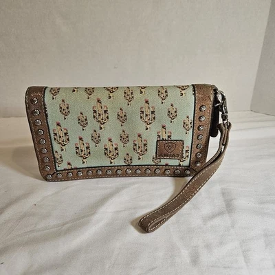 Cartera sin asas ARIAT para mujer turquesa cactus con cremallera Foto 1 de 4