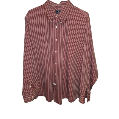Camisa Dockers Para Hombres 2XL 18 18.5 Rojo Blanco Rayas Abotonada Sin Arrugas Foto 1 de 4