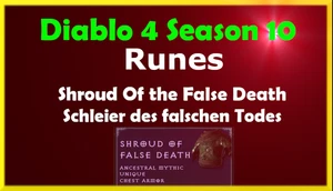 Diablo 4 stagione 10 Sindone della falsa morte RUNEWORDS 6x BAC KRY MONI D4 SC PC PS - Foto 1 di 1