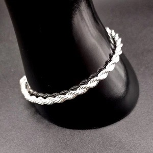 925 Sterlingsilber plattiert Diamantschliff Armband 4 mm x 8 Zoll Vintage Mode Geschenk NEU - Bild 1 von 7