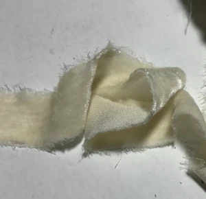 Hand Dyed Ivory Silk Velvet Ribbon ( 4 Widths to choose from) - Picture 1 of 4