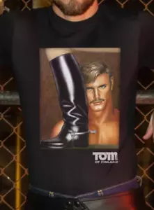 TOM OF FINLAND LEATHER MAN BOOT BOY MENS T SHIRT TEE SHIRT GAY CULTURE T-SHIRT - Picture 1 of 9