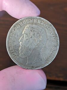 German BADEN, Friedrich I, 1875 5 Mark  XF Silver Coin Rare