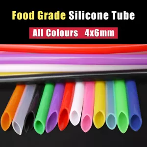 Tubo de silicona grado alimenticio tubo de vacío agua leche cerveza manguera suave todos los colores 4x6 mm - Imagen 1 de 14
