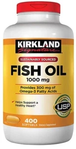 Kirkland Fish Oil 1000 mg., 400 Counts X 300mg Omega-3 Fatty Acids Per Serving - Picture 1 of 1