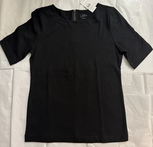 NEU Loft Damen Gr. S Bluse Oberteil Kurzarm + Arm schwarz feste Baumwolle Rundhalsausschnitt - Bild 1 von 4