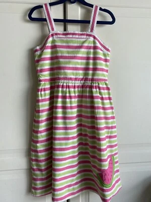 Hartstrings Easter Dress Girl’s Sz 7 Pink & Green Sundress Watermelon Applique - Image 1 of 4