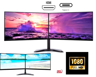 Dual monitor Screen Set USB-C Monitors HDMI Monitors Full HD IPS Brand New Stand - Image 1 of 4