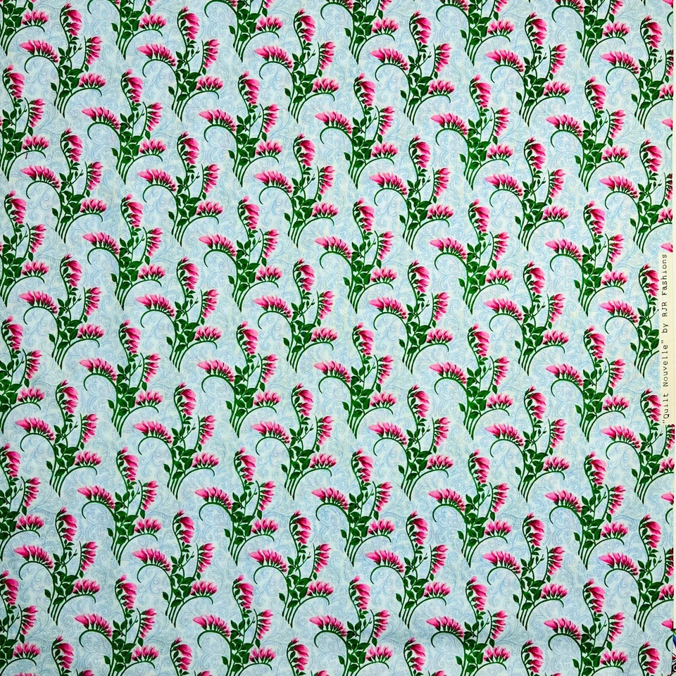 RJR Fashions Quilt Nouvelle Pink Coral Vine Floral Fabric 1 YARD 100% Cotton - Image 1 of 4