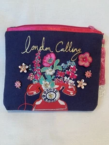 Accessorize “London Calling”Canvas Zipper Coin Purse W/Tassel 5x4.5” By Monsoon - Picture 1 of 9