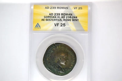 Gordian III (AD 238-244). AE sestertius (31mm). ANACS VF-25.  Amazing coin!! - Image 1 of 4