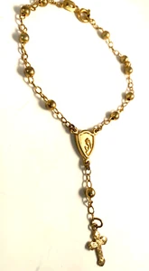 Religious Bracelet Christianity Vintage Jewelry Cross Dangle Signed SBBE 18kt GF - Picture 1 of 5