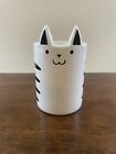 Black & White Kitty Cat Face Table Desk Window Sill Ceramic Planter 3