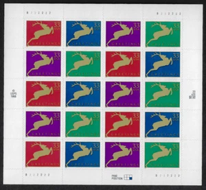 US Stamps Full Pane Of 20, Christmas Deer, #3356-3359 MNH - Picture 1 of 1