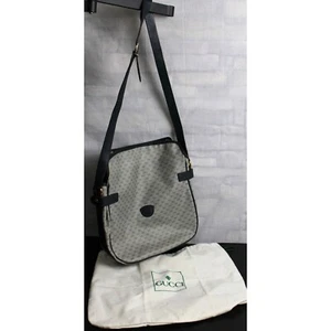 GUCCI Authentic Navy Blue Leather and Canvas Crossbody Messenger Bag - Picture 1 of 12
