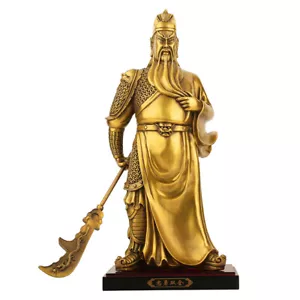 40cm,China brass Buddha Guanyu Guan gong Warrior God wealth Sword Stand Statue - Picture 1 of 10